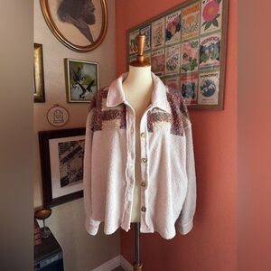 Indulgence Boutique Baby Pink Plaid Sherpa Yoke Shacket